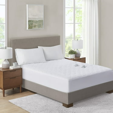 Serta Microfiber Heated Electric Mattress Pad, White, Twin-XL