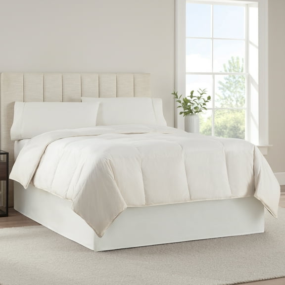 Serta Modern Solid Bed Skirt, Dust Ruffle with 13 Inch Drop, Machine Washable, King 78 in W x 80 in L, White