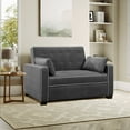 thumbnail image 1 of Serta Monroe Modern Convertible Loveseat with Full Size Sleeper, Charcoal Gray Woven Fabric, 1 of 12