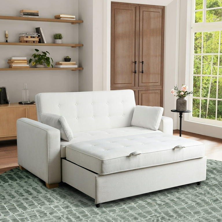 Serta Monroe Modern Convertible Loveseat with Full Size Sleeper, Oyster Woven Fabric Serta Monroe Modern Convertible Loveseat with Full Size Sleeper, Oyster Woven Fabric