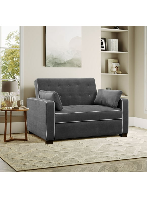 Serta Monroe Modern Sofa with Full Sizse Sleeper, Gray Fabric