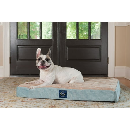 Serta Ortho Quilted Pillow Top Pet Dog Bed, Large Blue