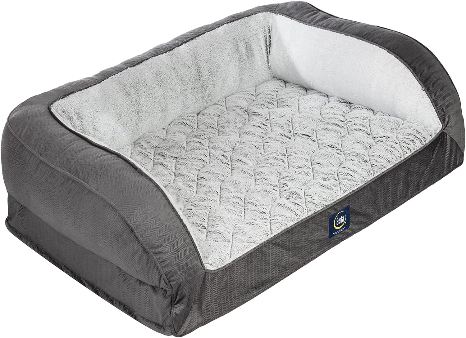 Serta Orthopedic Quilted Couch Dog Bed for Pets Slate Gray (Large