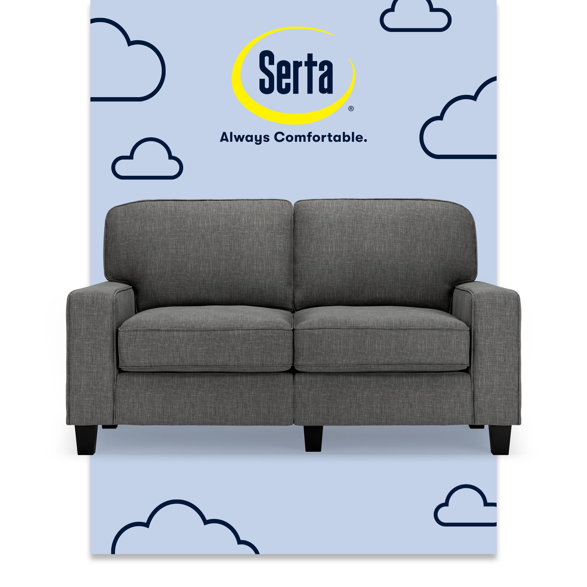 Gray Microfiber Track Arm Loveseat with Removable Cushions