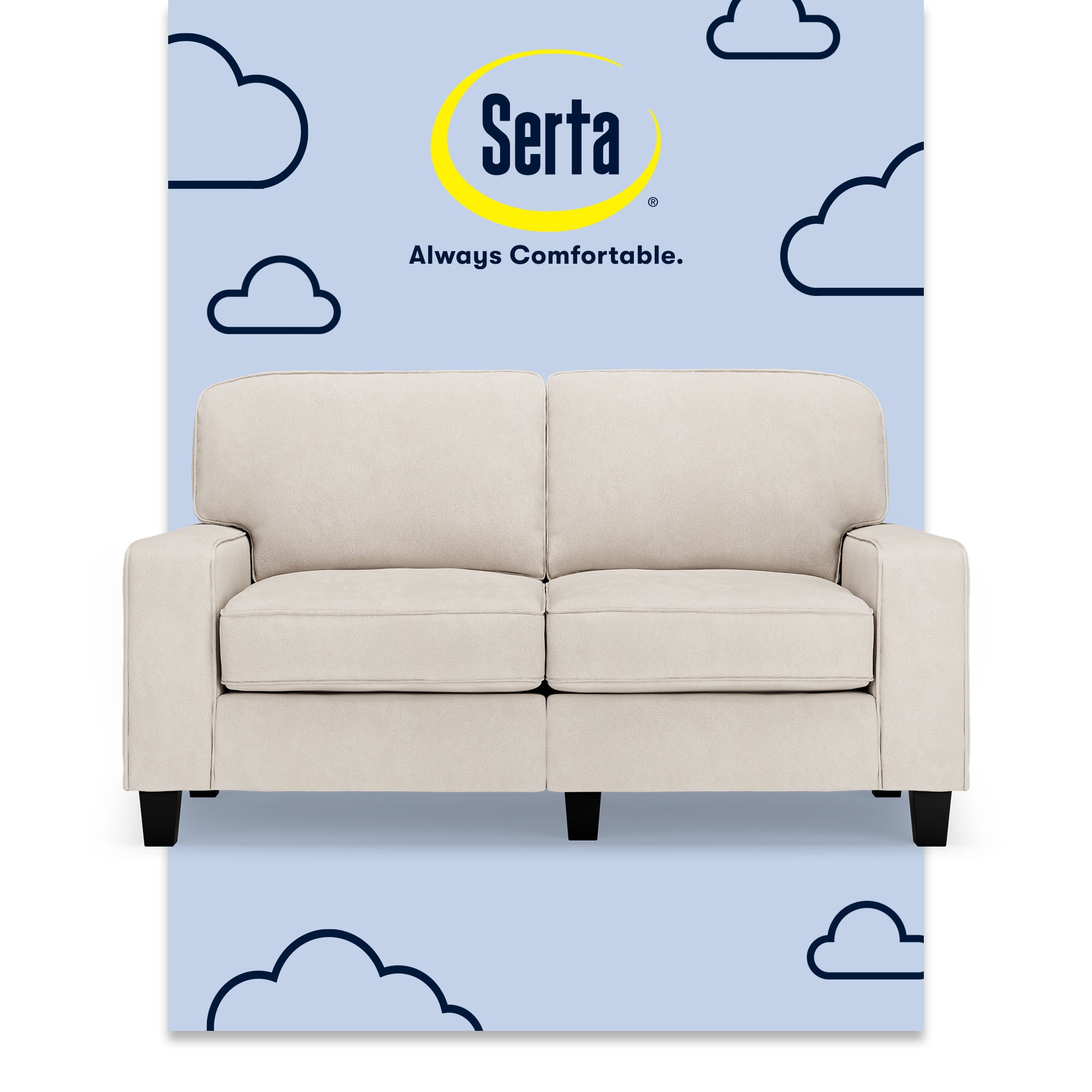 Serta Palisades 61" Cream Microfiber Loveseat with Pillow Back
