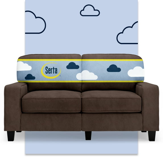 Serta Palisades 61" Track Arm Sofa Loveseat with Removable Covers Dark Brown