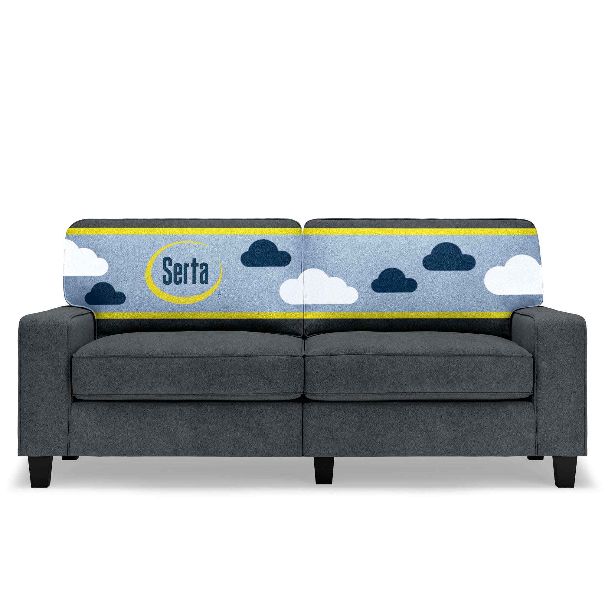 Serta Palisades 73" Track Arm Sofa, Easy Care Polyester, Loveseat or Couch for Small Spaces, Charcoal