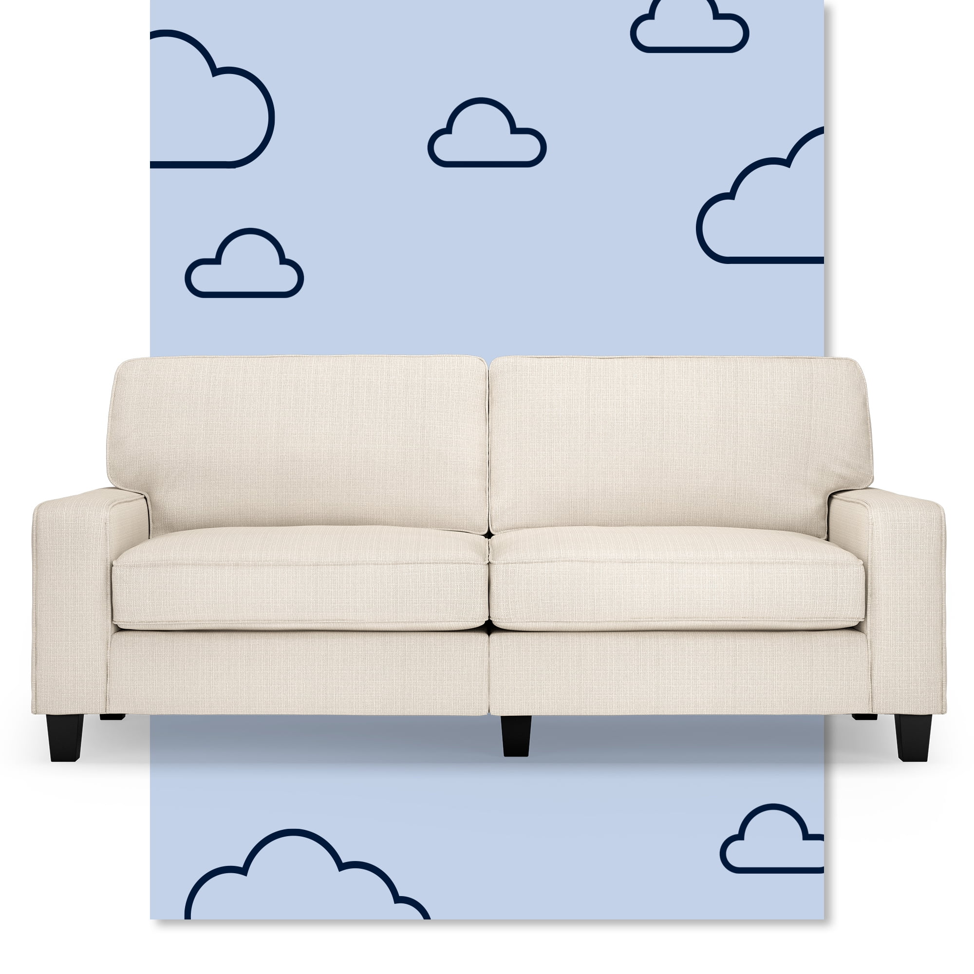 Buckwheat Beige Fabric Track Arm Sofa with Removable Cushions