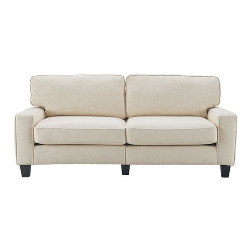 Serta Palisades Light Cream Linen Fabric Sofa with Removable Cushions