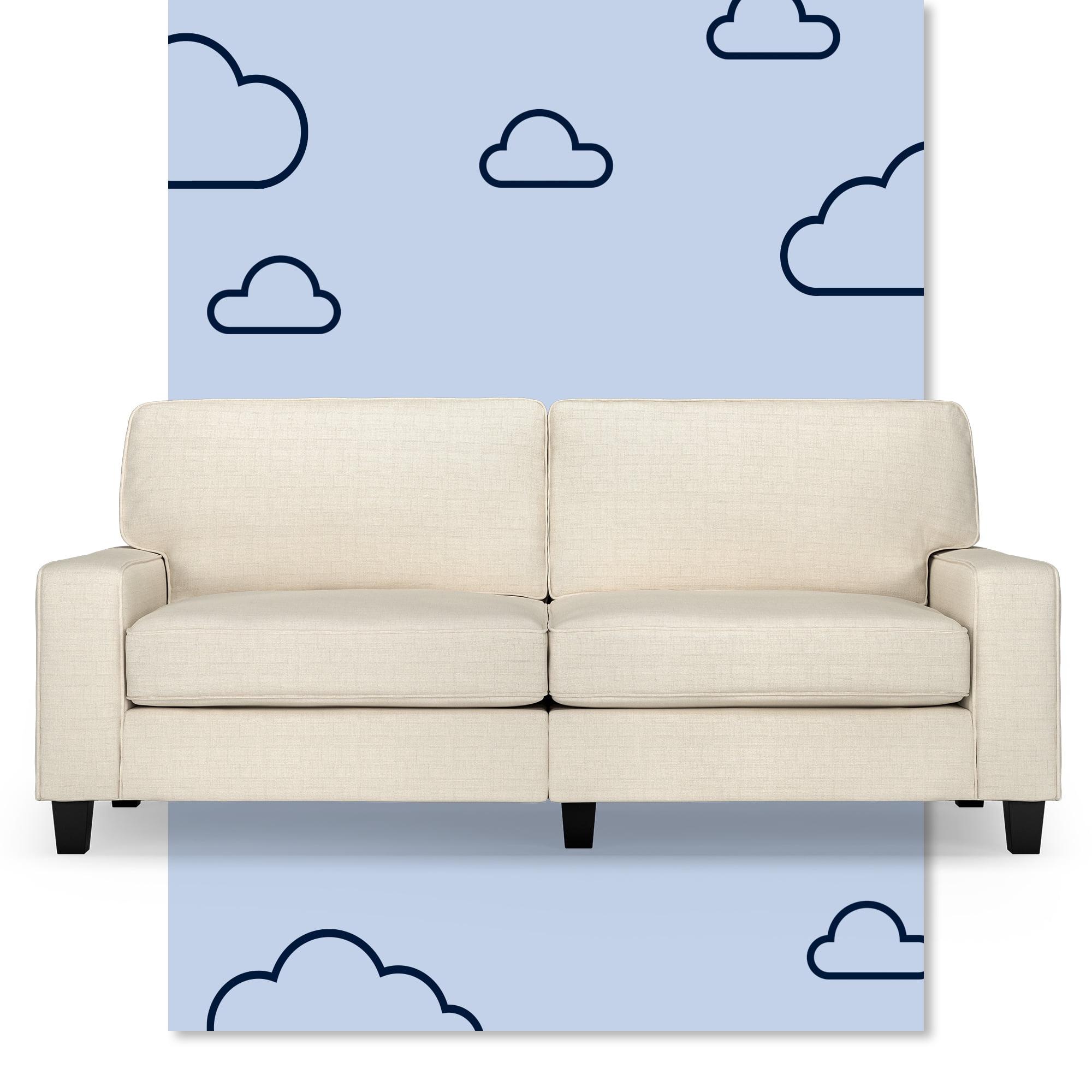 Serta Palisades Light Cream Linen Fabric Sofa with Removable Cushions