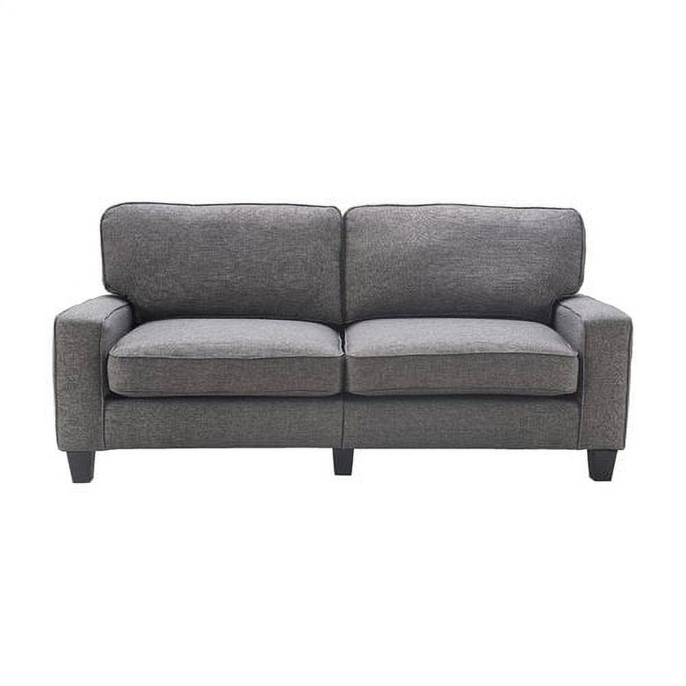 Gray Linen Fabric Sectional with Track Arms and Wood Legs