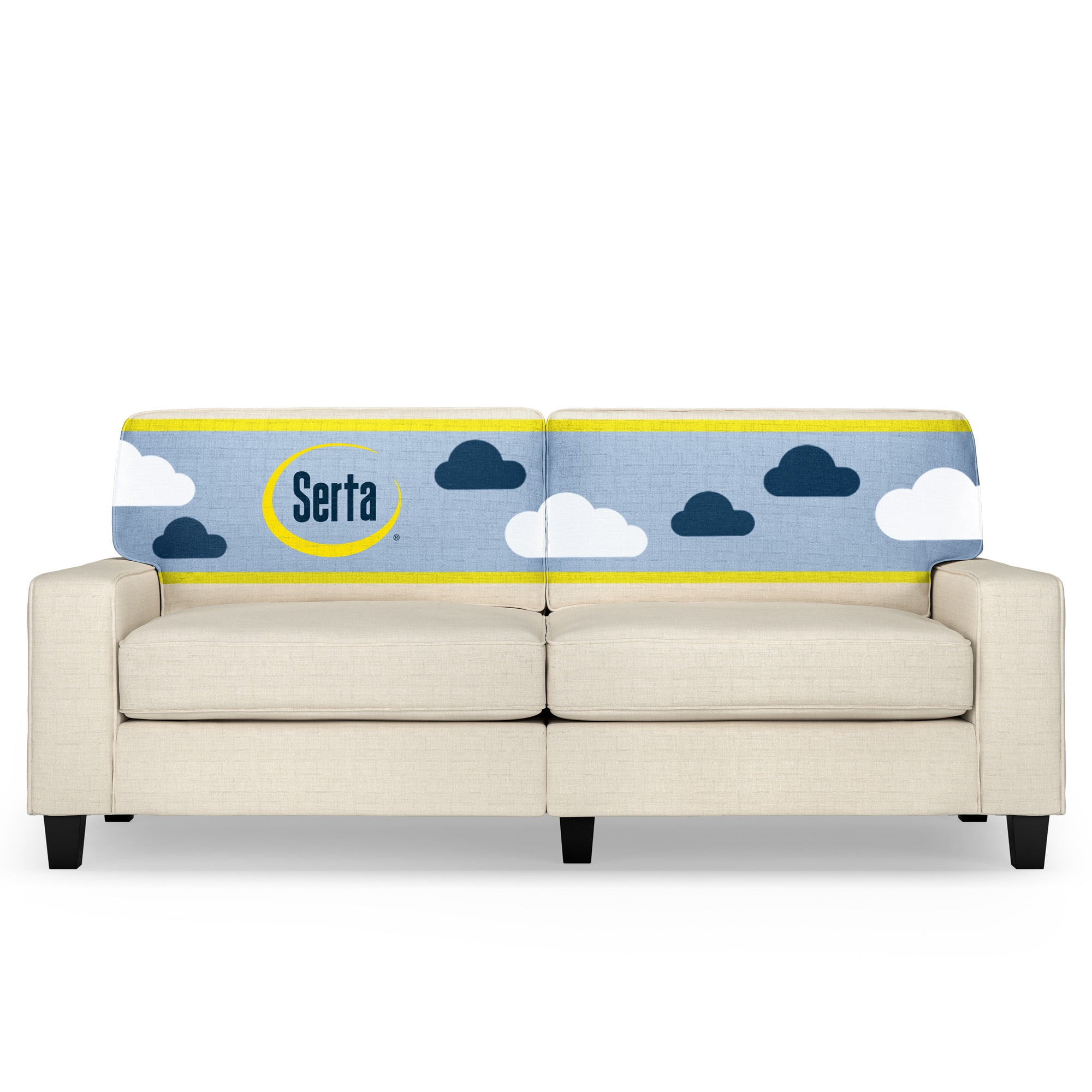 Serta Palisades Light Cream Linen Fabric Sofa with Removable Cushions