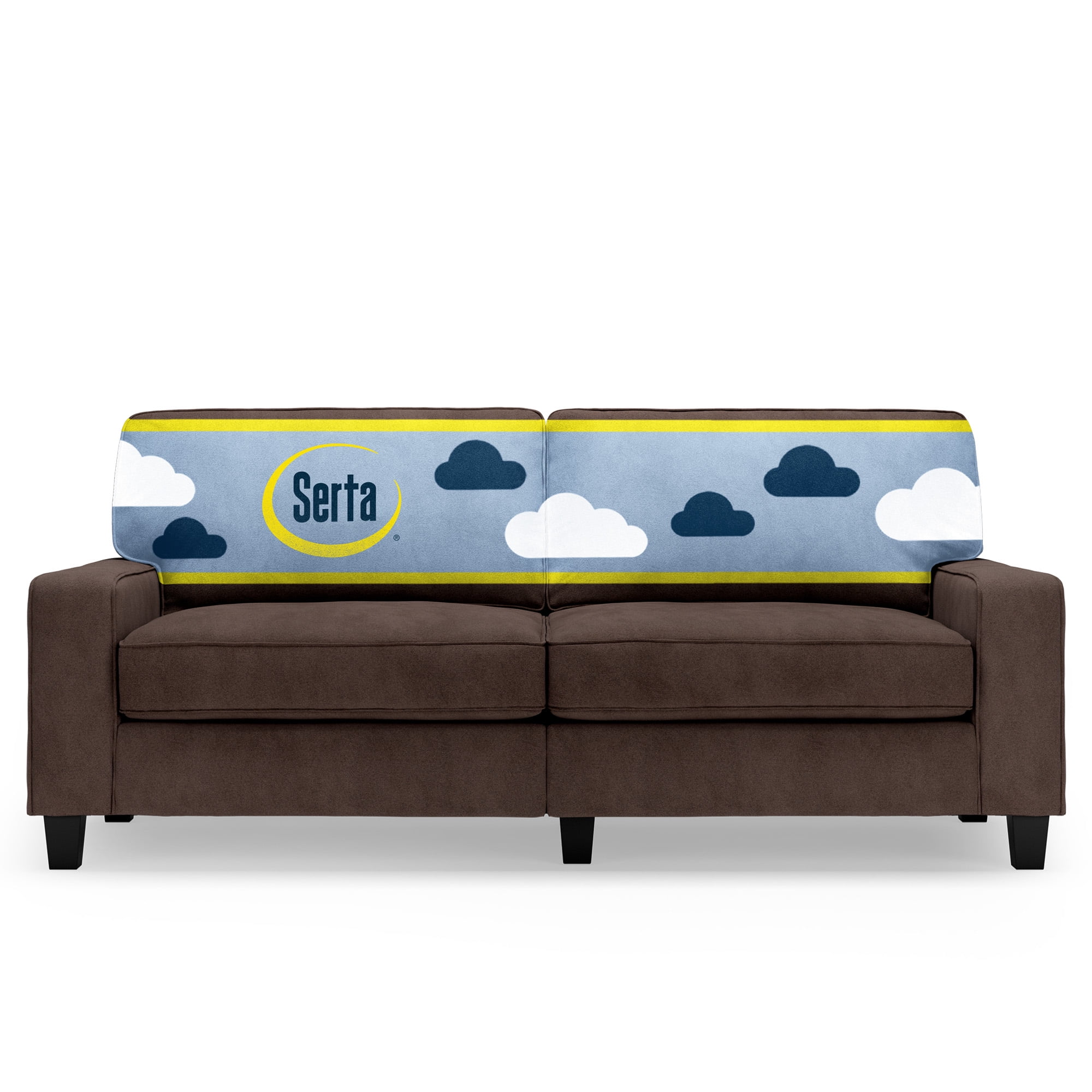 Dark Brown Microsuede Track Arm Sofa with Pillow Back