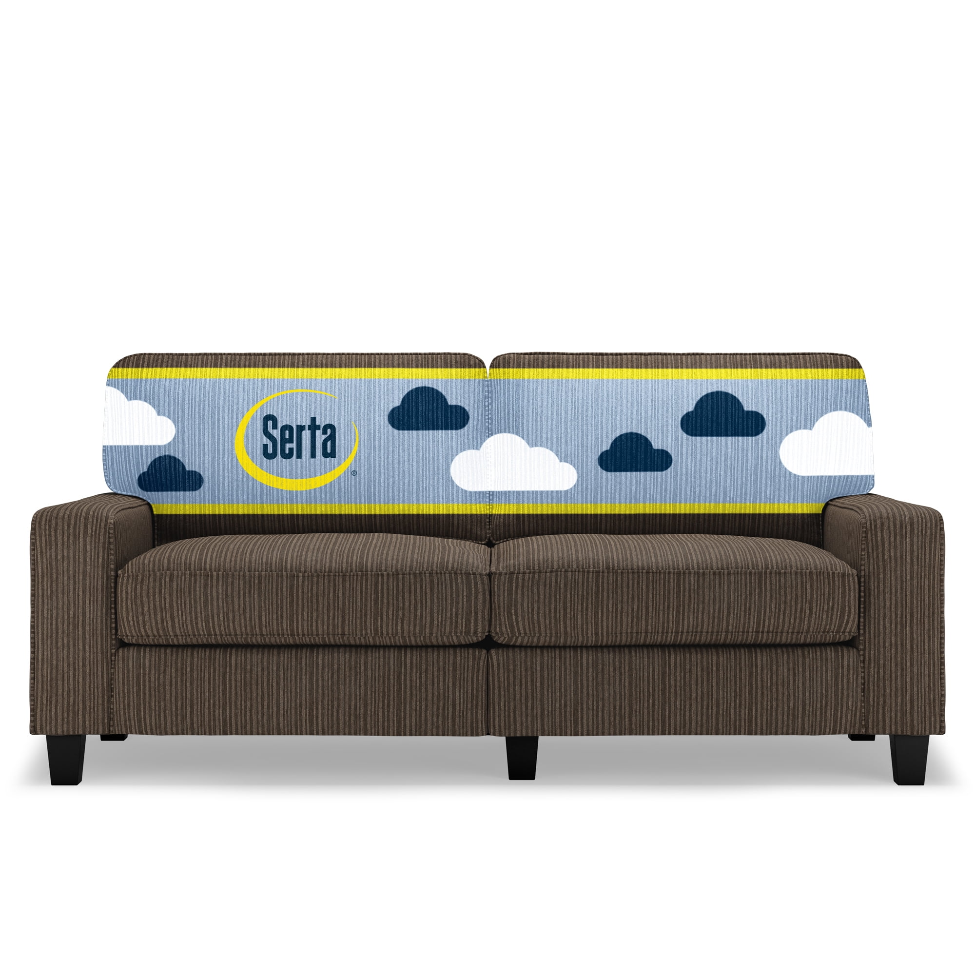 Serta Palisades 78" Track Arm Sofa, Easy Care Polyester, Loveseat or Couch for Small Spaces, Brown