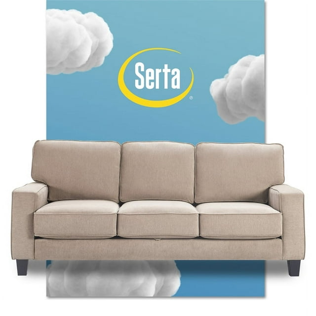 Serta Palisades 80" Track Arm Fabric Sofa with Storage Soft Beige