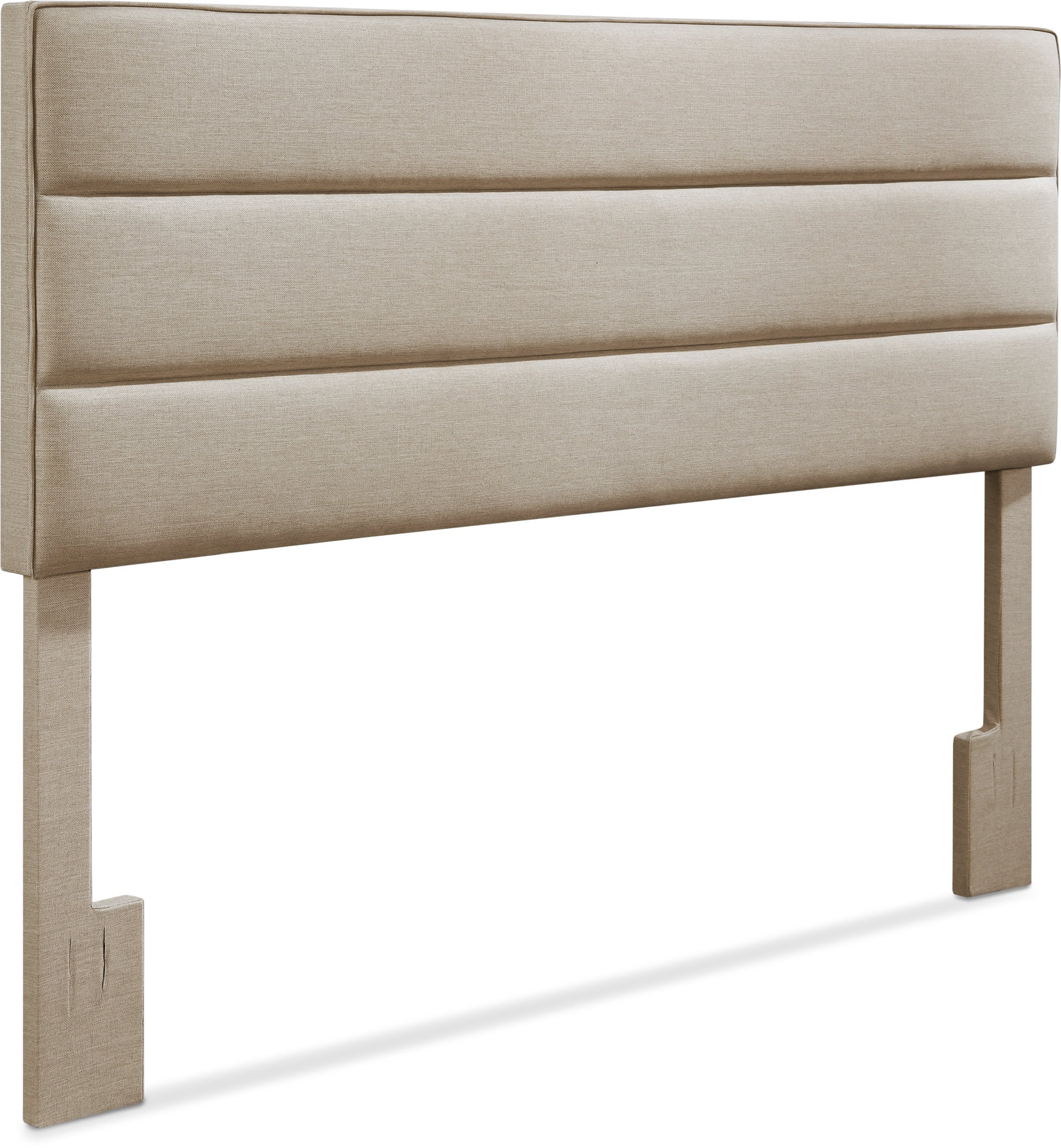 Beige Tufted Upholstered King Headboard with Wood Frame