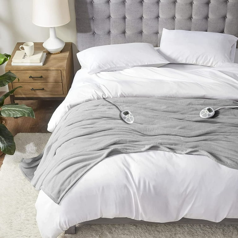 Serta King Size Bed Comfort Electric Heated Blanket with Multi Heat Level in Smoke Gray Walmart