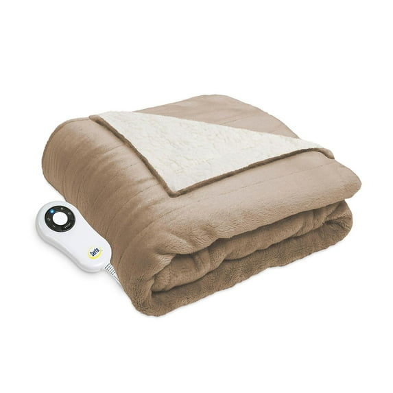 Serta Perfect Sleeper Reversible Electric Heated Warming Throw Blanket Taupe 60 x 70
