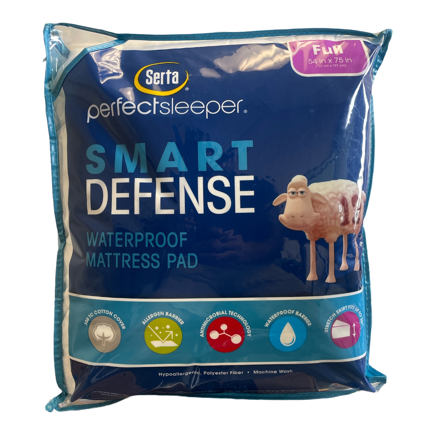 Serta Perfect Sleeper Smart Defense Waterproof Mattress Pad 300 TC 54x75 Full