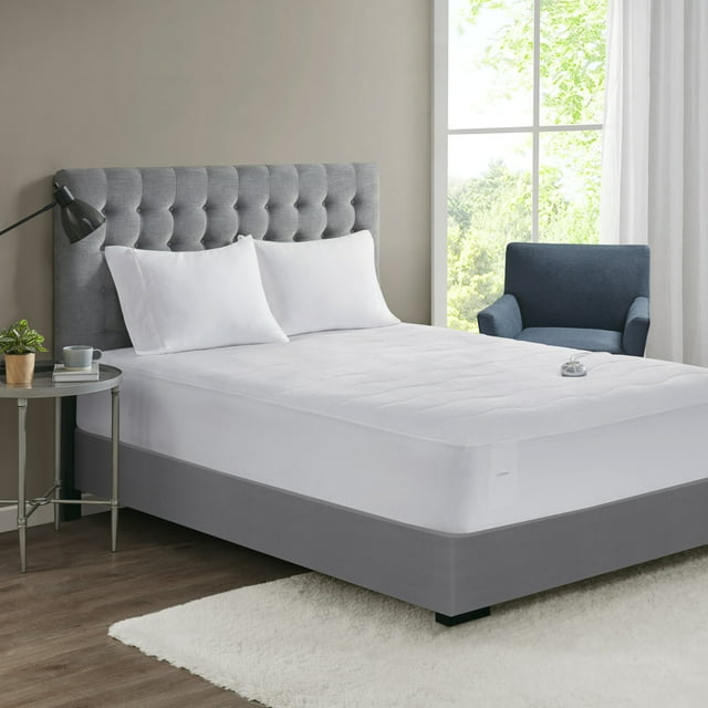Serta Plush Heated Mattress Pad, Queen, White