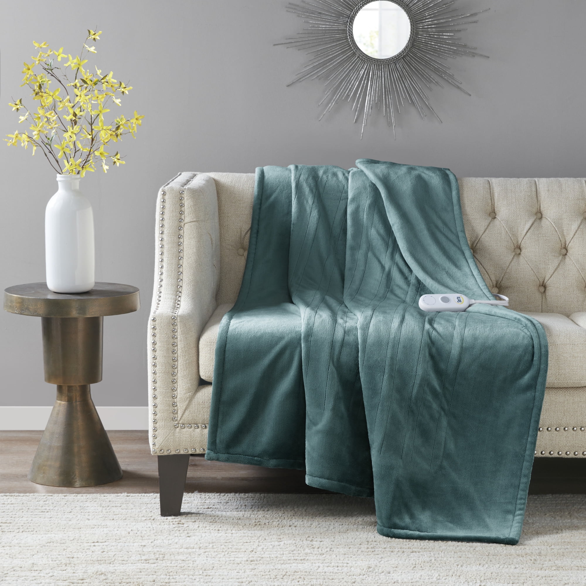 Teal Soft Plush Electric Heated Blanket