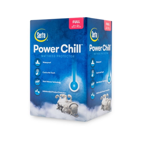 Serta Power Chill Cooling Fitted Mattress Protector, Full