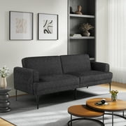 Serta Princeton Modern Convertible Sofa with Full Size Sleeper, Black Chenille Fabric