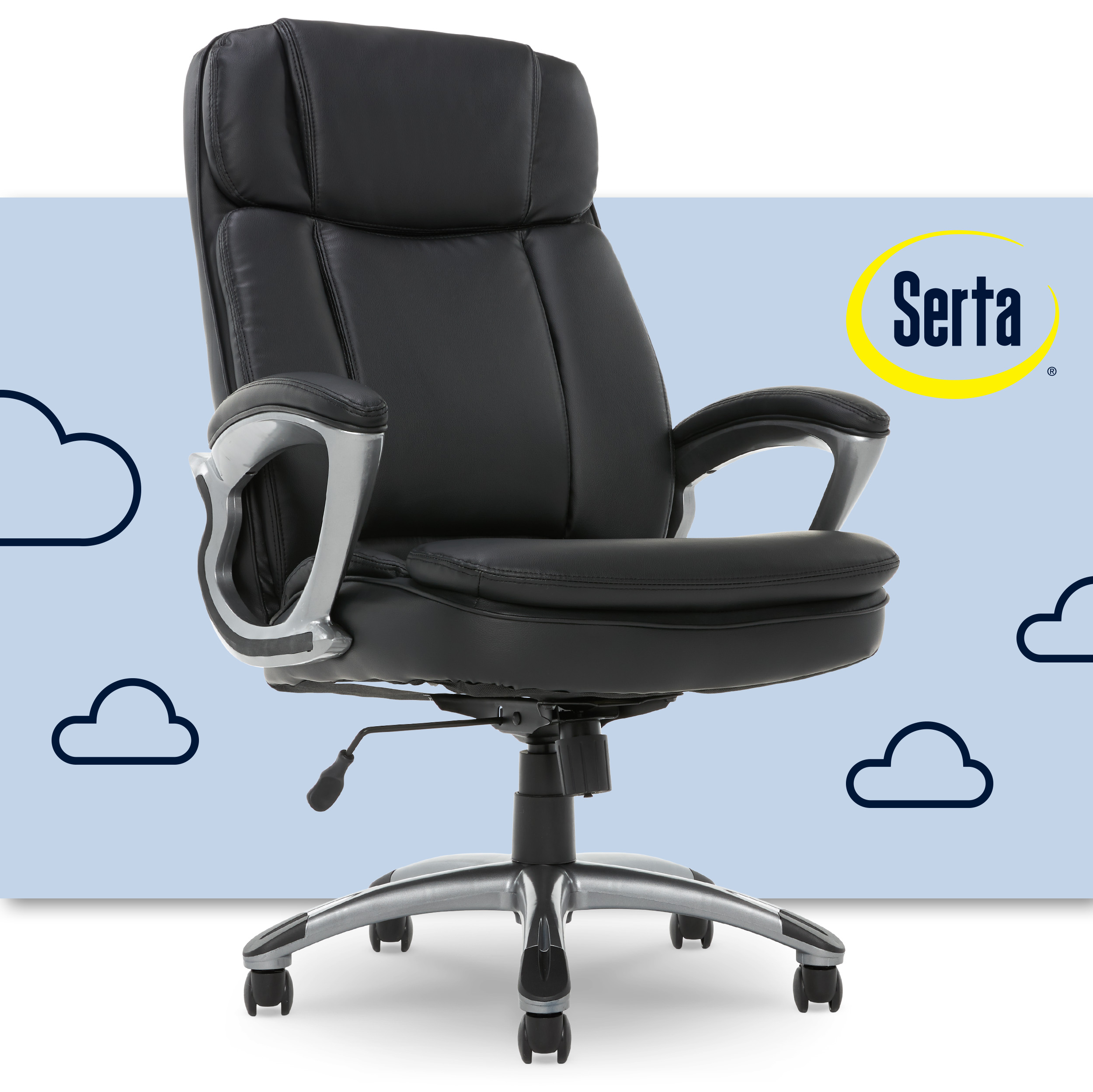 Serta Puresoft Faux Leather Big and Tall Executive Office Chair, Black - image 1 of 22