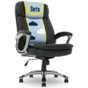 Serta Fairbanks Big and Tall Executive Office Chair, Ergonomic High Back Computer Desk Chair, Lumbar Support, Padded Armrests, Bonded Leather, 350 lb Capacity, Black