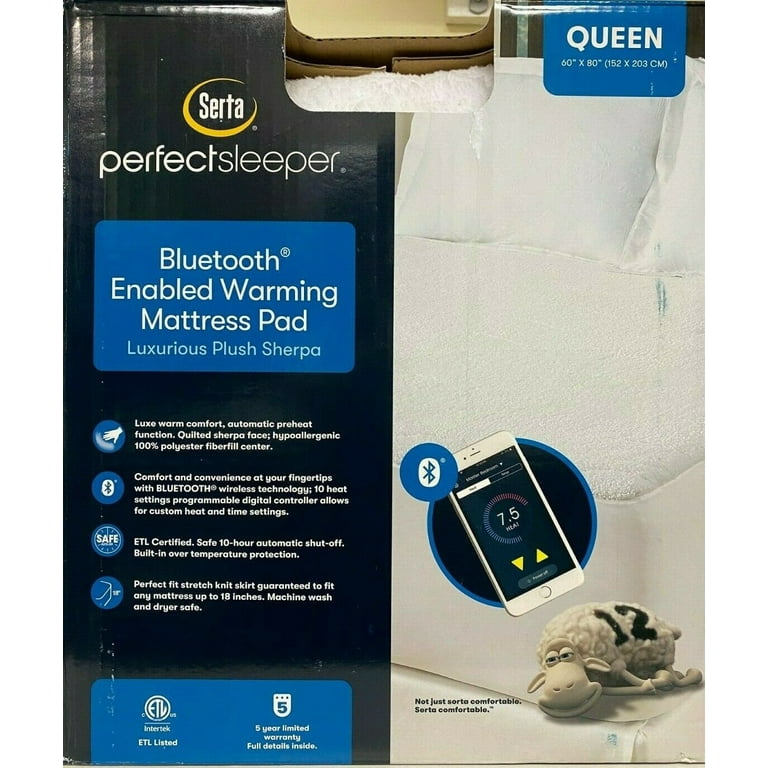 Serta Perfect Sleeper Queen Mattress Pad with Bluetooth Heating