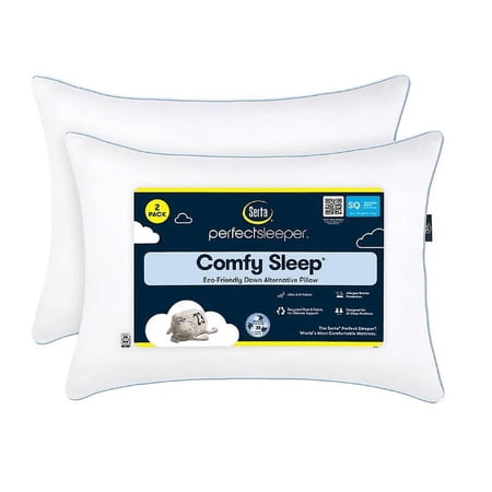 Serta Queen Microfiber Polyester Bed Pillows Hypoallergenic (2 Count)