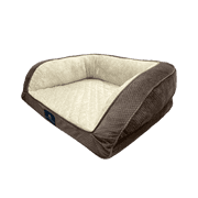 Serta Quilted Orthopedic Bolster Couch Cat & Dog Bed, Mocha, Small
