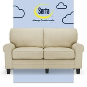 Serta Copenhagen 61" Rolled Arm Sofa, Easy Care Polyester, Loveseat or Couch for Small Spaces, Beige