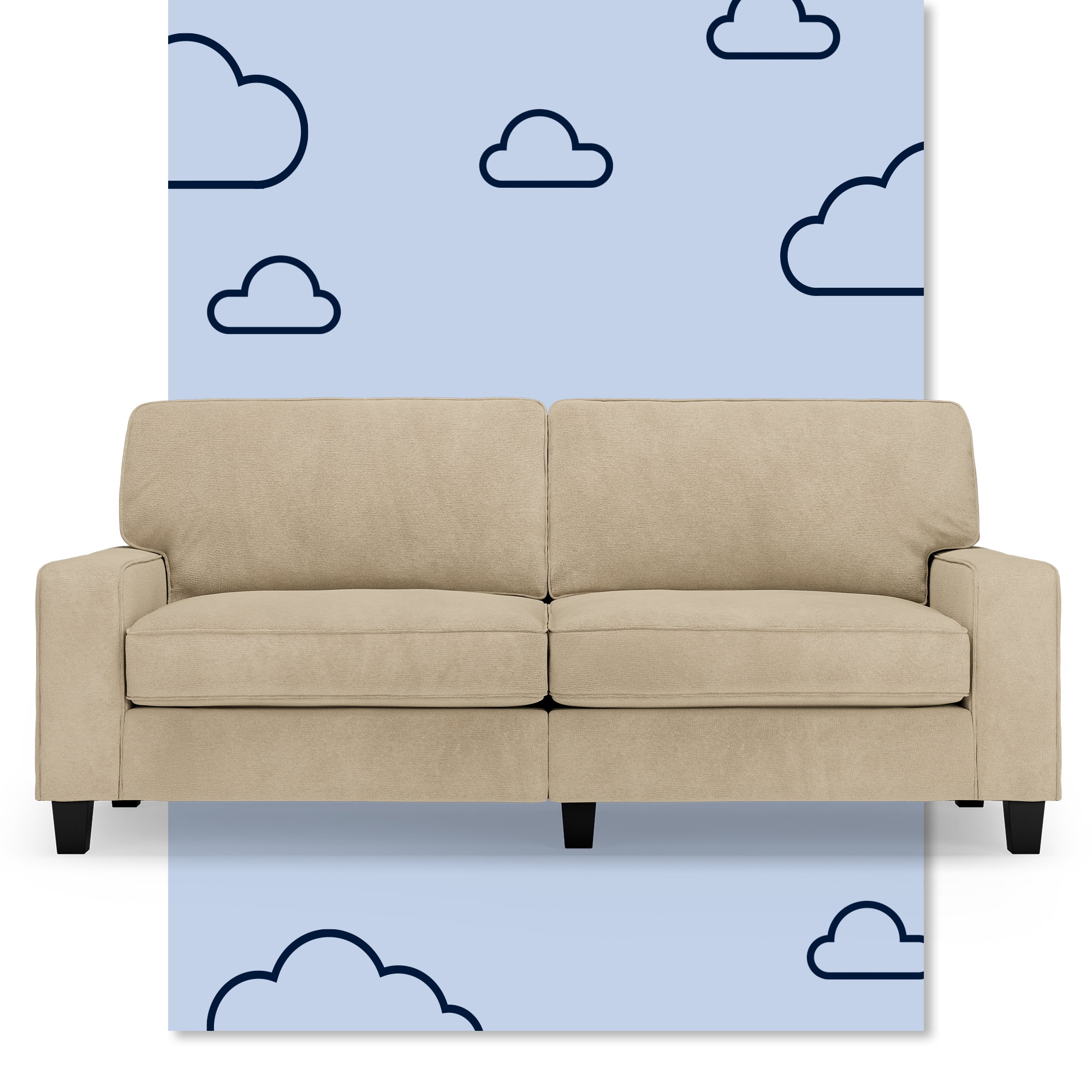 Compact Beige Microfiber Sleeper Sofa with Removable Cushions