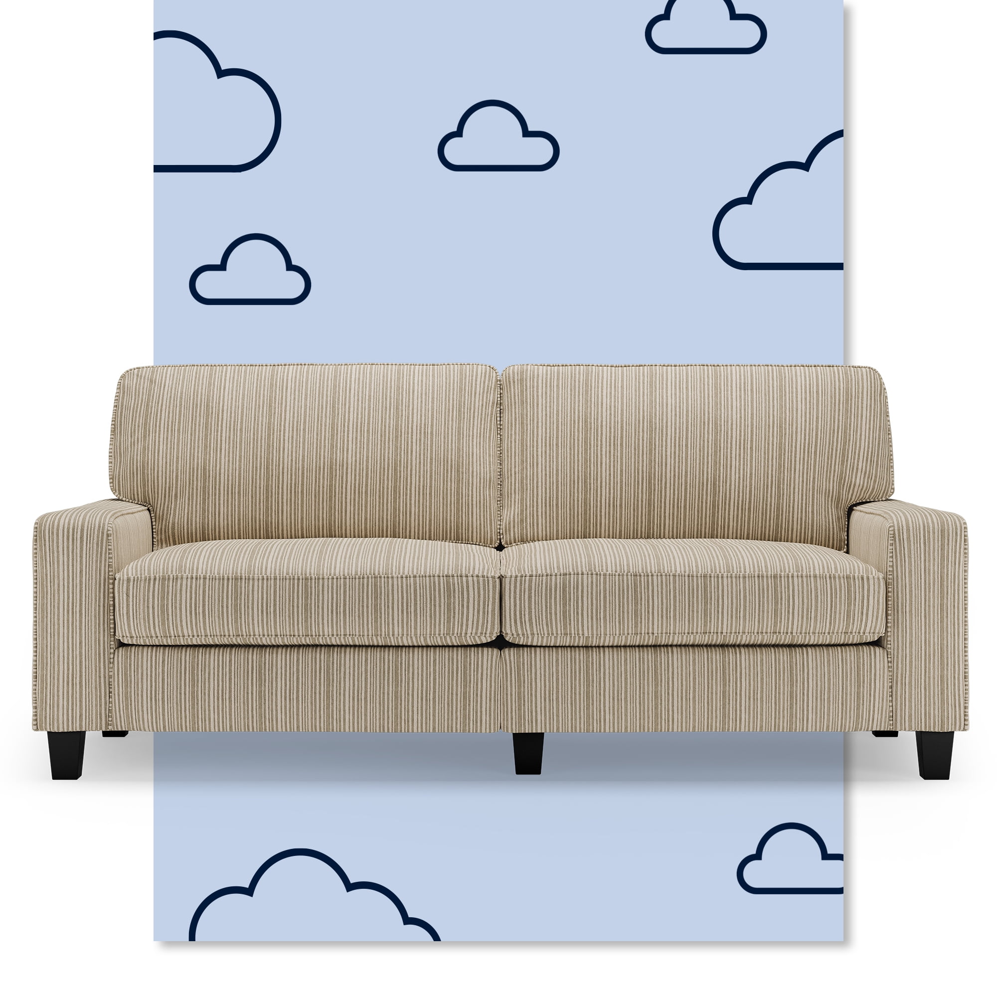 Beige Linen 78" Sofa with Removable Cushions