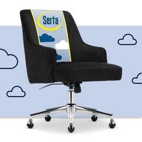 Serta Scarlett Modern MidBack Office Chair Velvet Fabric Silver Metal Base Black