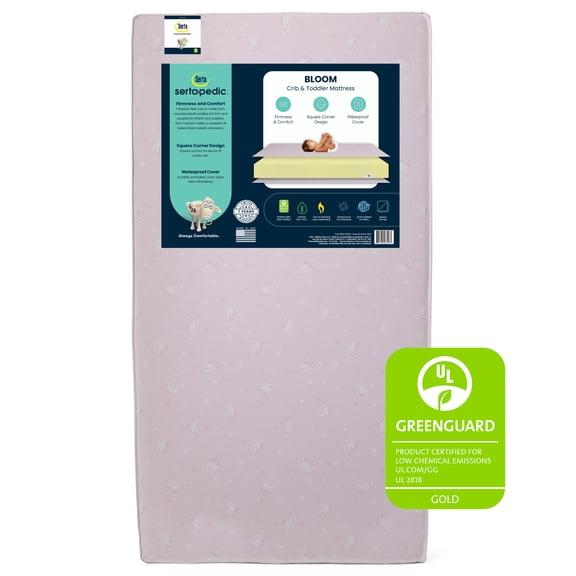 Serta Sertapedic Bloom 5" Dual-Sided Crib & Toddler Mattress, Sustainably Sourced Fiber Core, GREENGUARD Gold Certified