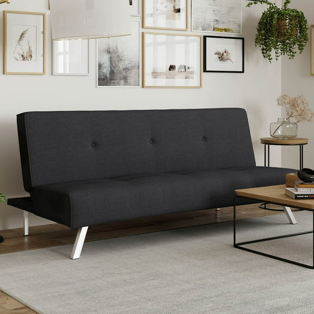 Serta Shirley Modern Tufted Futon, Charcoal Gray Fabric