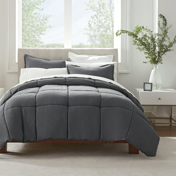 Serta Simply 2-Piece Clean Antimicrobial Gray Comforter Set, Twin XL