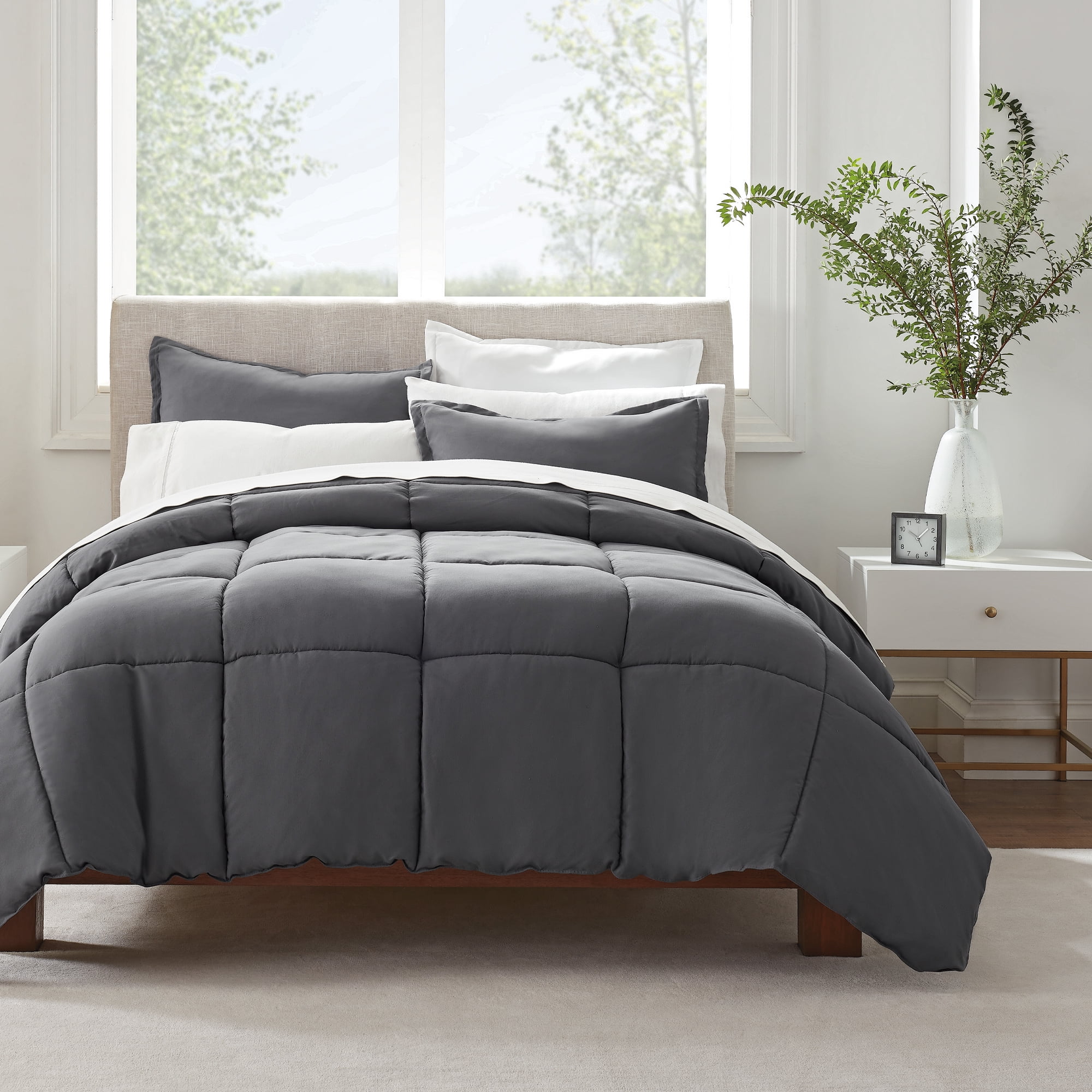 Serta Simply 3-Piece Clean Antimicrobial Gray Comforter Set, King