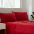 thumbnail image 1 of Serta Simply Clean 3-Piece Antimicrobial Solid Bed Sheet Set, Twin, Red, 1 of 10