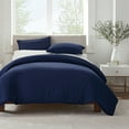 thumbnail image 1 of Serta Simply Clean 3-Piece Solid Duvet Set, Navy, Twin/Twin-XL, 1 of 10