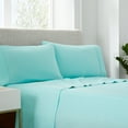 thumbnail image 1 of Serta Simply Clean 4-Piece Antimicrobial Solid Bed Sheet Set, King, Turquoise Blue, 1 of 10