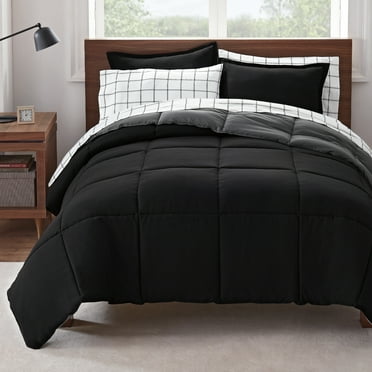 Serta Simply Clean 5-Piece Black Reversible Bed in a Bag, Twin/Twin XL