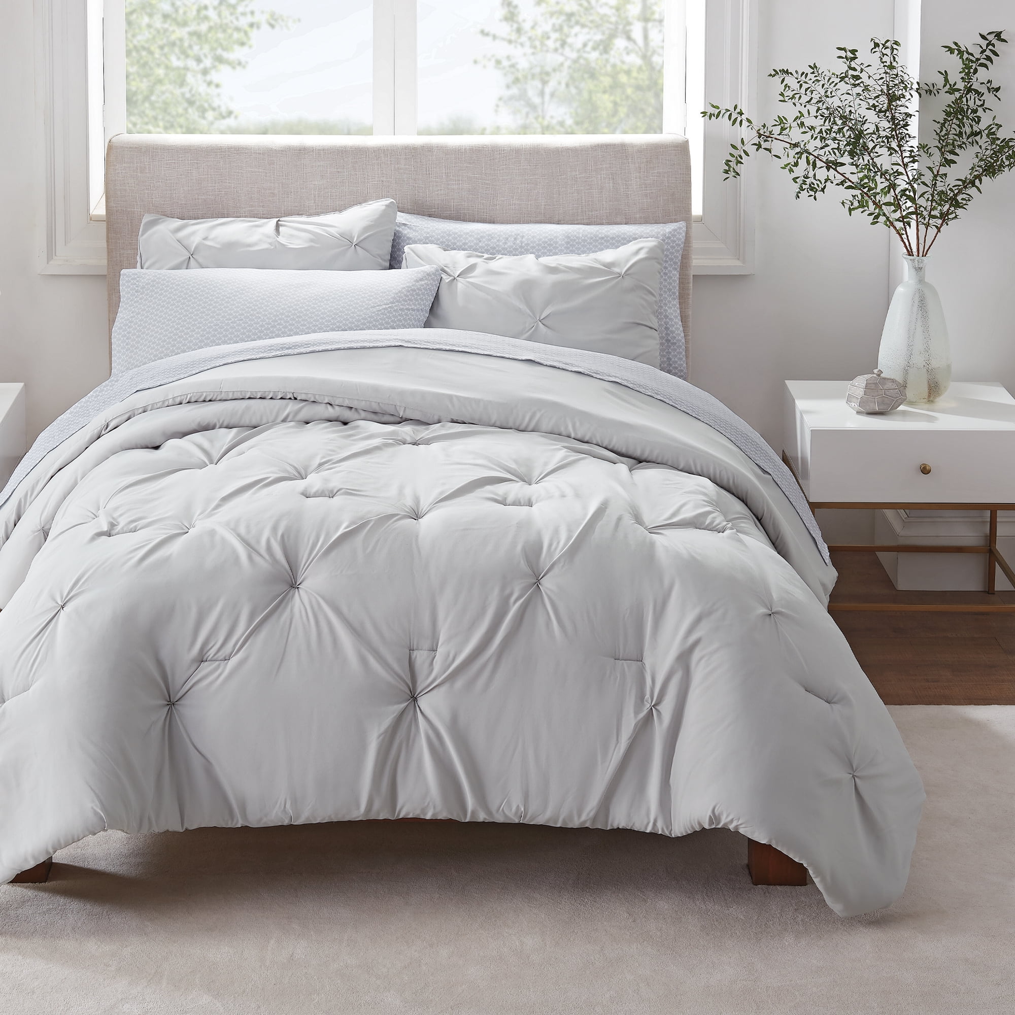 Full Gray Microfiber Reversible Bed in a Bag Set