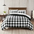 thumbnail image 1 of Serta Simply Clean Alex Black Buffalo Check Plaid 7-Piece Bedding Set, Full, 1 of 9