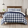 thumbnail image 1 of Serta Simply Clean Alex Navy Buffalo Check Plaid 7-Piece Bedding Set, Queen, 1 of 9