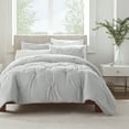 thumbnail image 1 of Serta Simply Clean Antimicrobial 3-Piece Gray Solid Pleated Comforter Set, King, 1 of 9