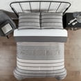 thumbnail image 1 of Serta Simply Clean Conrad Dark Grey Variegated Stripe Antimicrobial Comforter Set, Twin XL (2-Piece), 1 of 3