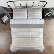 Serta Simply Clean 5-Piece Conrad Dark Gray Variegated Stripe Antimicrobial Bed in a Bag, Twin XL